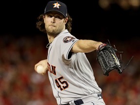 In this Oct. 27, 2019, file photo, Gerrit Cole of the Houston Astros delivers the pitch against the Washington Nationals during the first inning in Game 5 of the 2019 World Series at Nationals Park in Washington, D.C.