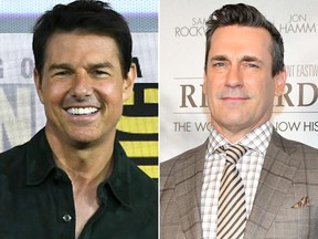 Tom Cruise (L) and Jon Hamm are seen in file photos.