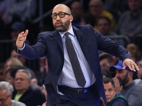 New York Knicks head coach David Fizdale yells instructions during a game against the Boston Celtics at Madison Square Garden. ( Noah K. Murray-USA TODAY Sports)