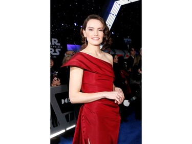 Daisy Ridley poses at the premiere for the film 
"Star Wars: The Rise of Skywalker" on Dec. 16, 2019 in Hollywood, Calif.