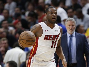 Dion Waiters of the Miami Heat in action against the Philadelphia 76ers during the first half at American Airlines Arena on April 9, 2019 in Miami, Florida.
