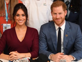 Meghan, Duchess of Sussex and Prince Harry, Duke of Sussex attend a roundtable discussion on gender equality with The Queens Commonwealth Trust (QCT) and One Young World at Windsor Castle on Oct. 25, 2019 in Windsor, England. (Jeremy Selwyn - WPA Pool/Getty Images)