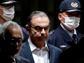 Former Nissan chairman Carlos Ghosn leaves the Tokyo Detention House in Tokyo, Japan April 25, 2019.