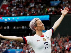 Megan Rapinoe of the U.S. celebrates scoring their first goal.