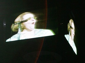 A video of Kate Smith singing God Bless America is shown prior to a Philadelphia Flyers playoff game in 2008. (BRUCE BENNETT/Getty Images files)