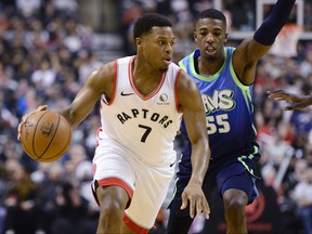 Raptors guard Kyle Lowry had a 20-point fourth quarter against Dallas on Sunday.
