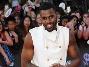 Jason Derulo arrives on the red carpet at the Much Music Video Awards  in Toronto, Ont. on Tuesday June 16, 2015.