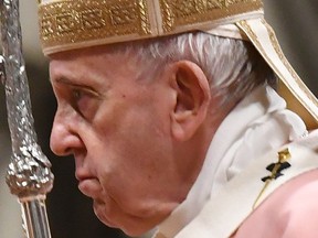 Pope Francis celebrates Mass for the Filipino community on Dec, 15, 2019, at St. Peter's Basilica in the Vatican.