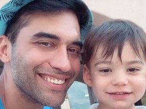 Kushal Punjabi, left, with his son. (Instagram)