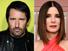 Trent Reznor, left, and Sandra Bullock. (Getty Images file photos)