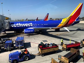A Southwest Airlines plane is seen at Los Angeles International Airport April 10, 2017. (REUTERS/Lucy Nicholson/File Photo)