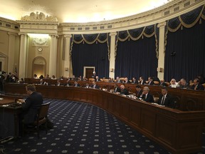 Members participate in a full committee markup of H.Res.746, that will implement the agreement between the United States of America, the United Mexican States, and Canada attached as an Annex to the Protocol Replacing the North American Free Trade Agreement, in the Longworth House Office Building on Capitol Hill, Dec. 17, 2019 in Washington, D.C.