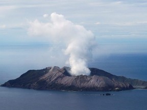 An aerial view of the Whakaari, also known as White Island volcano, in New Zealand, on Thursday, Dec. 12, 2019.