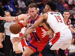 Detroit Pistons forward Blake Griffin is out after undergoing knee surgery. (USA TODAY SPORTS)