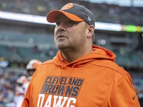 Head coach Freddie Kitchens of the Cleveland Browns walks off the field after the loss to the Cincinnati Bengals at Paul Brown Stadium on December 29, 2019 in Cincinnati, Ohio.