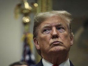 U.S. President Donald Trump looks on during an event to unveil significant changes to the National Environmental Policy Act, in the Roosevelt Room of the White House on January 9, 2020 in Washington, DC.