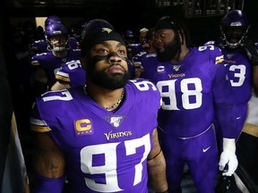Everson Griffen of the Minnesota Vikings looks on before the NFC Wild Card Playoff game against the New Orleans Saints at Mercedes Benz Superdome on January 05, 2020 in New Orleans, Louisiana.