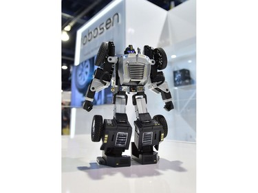The Robosen T-9, a programmable education robot is displayed during CES 2020 at the Las Vegas Convention Center on Jan. 8, 2020, in Las Vegas.