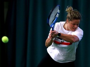 Four-time Grand Slam singles champion and former WTA World No.1 Kim Clijsters of Belgium is pictured training as she makes a comeback to professional womens tennis after a seven-year hiatus, held at Kim Clijsters Sports & Health Club on January 15, 2020 in Bree, Belgium.