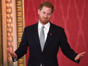 Prince Harry, Duke of Sussex, the Patron of the Rugby Football League hosts the Rugby League World Cup 2021 draws at Buckingham Palace on Jan. 16, 2020 in London.