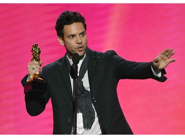 Adult film actor Small Hands accepts the award for Male Performer of the Year during the 2020 Adult Video News Awards at The Joint inside the Hard Rock Hotel & Casino on Jan. 25, 2020, in Las Vegas.