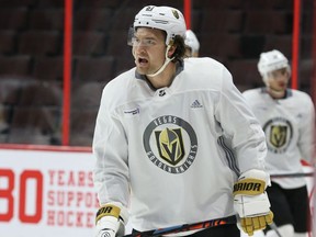 Mark Stone of the Vegas Golden Knights practises at the Canadian Tire Centre on Jan. 15, 2020. Photo by Jean Levac/Postmedia News assignment 133038
