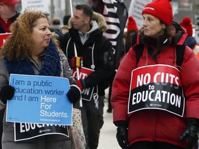 Public high school teachers hold a one-day strike on Dec. 4, 2019. (Veronica Henri, Toronto Sun)