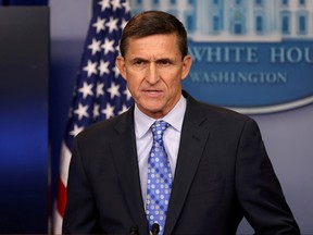 Then national security adviser General Michael Flynn delivers a statement daily briefing at the White House in Washington, D.C., in this file photo. (REUTERS/Carlos Barria/File Photo)