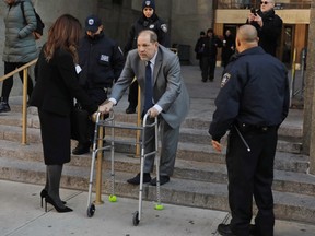 Film producer Harvey Weinstein departs New York Criminal Court as jury selection continues in his sexual assault trial in Manhattan, New York, Jan. 15, 2020.  (REUTERS/Lucas Jackson)