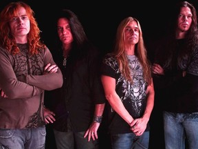 Megadeth are Dave Mustaine, Left, Shawn Drover, James LoMenzo, Chris Broderick.