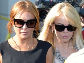 US actress Lindsey Lohan and her mother Dina (R) leave Airport Courthouse after the pre-trial hearing on January 30, 2013 in Los Angeles ,California.