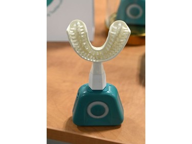 The Y-Brush toothbrush is displayed at the 2020 Consumer Electronics Show (CES) in Las Vegas on Jan. 9, 2020.