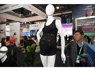 Skiin smart underwear for pregnant women is displayed at the 2020 Consumer Electronics Show (CES), Jan. 9, 2020 in Las Vegas.