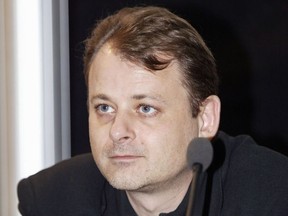 In this file photo taken on May 10, 2004 French director Christophe Ruggia attends a press conference in Paris after the signing of an agreement between the private tv channel Canal + and film industry organisations to renew their partnership.