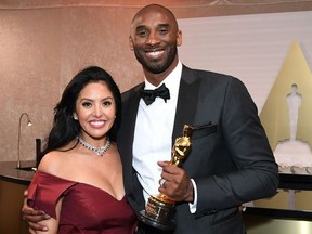 In this file photo taken on March 4, 2018 US actor and basketball player Kobe Bryant and his wife Vanessa Laine Bryant attend the 90th Annual Academy Awards Governors Ball at the Hollywood & Highland Center in Hollywood, California.