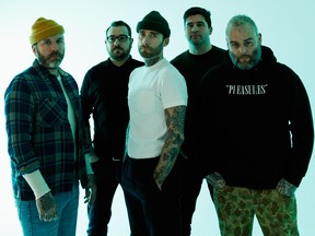 Alexisonfire L-R: Dallas Green, Jordan Hastings, Chris Steele, George Pettit and Wade MacNeil. (Vanessa Heins)