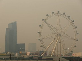 Smoke from Australian bushfires covers the Melbourne skyline on Wednesday, Jan. 15, 2020.