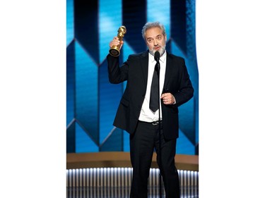 77th Golden Globe Awards - Show - Beverly Hills, California, U.S., January 5, 2020 - Sam Mendes accepts the award for Best Director - Motion Picture for "1917."    Paul Drinkwater/NBC Universal/Handout via REUTERS For editorial use only. Additional clearance required for commercial or promotional use, contact your local office for assistance. Any commercial or promotional use of NBCUniversal content requires NBCUniversal's prior written consent. No book publishing without prior approval. NO SALES. NO ARCHIVES. ORG XMIT: LOA227