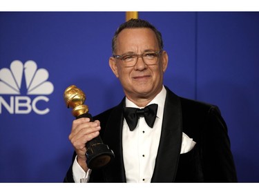 77th Golden Globe Awards - Photo Room - Beverly Hills, California, U.S., January 5, 2020 - Tom Hanks poses backstage with his Cecil B. DeMille award. REUTERS/Mike Blake ORG XMIT: LOA244