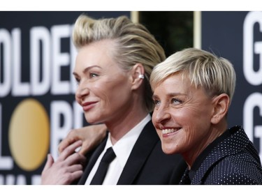 77th Golden Globe Awards - Arrivals - Beverly Hills, California, U.S., January 5, 2020 - Portia de Rossi and Ellen DeGeneres. REUTERS/Mario Anzuoni ORG XMIT: LOA58
