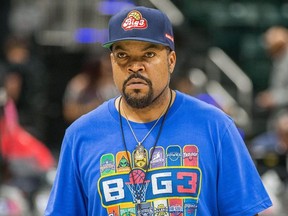 Big3 founder Ice cube at the opening weekend game at Banker's Life Fieldhouse.