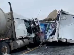 The scene of a fatal collision on Hwy. 401 east of Mill St. in Newcastle on Jan. 21, 2020.