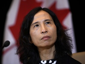 Chief Public Health Officer of Canada Theresa Tam participates in a press conference following the announcement by the Government of Ontario of the first presumptive confirmed case of a novel coronavirus in Canada, in Ottawa, on Sunday, Jan. 26, 2020.