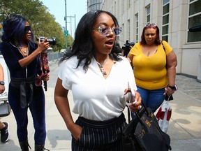 R. Kelly's girlfriend, Azriel Clary, leaves after a hearing  in the racketeering and sex trafficking case of Kelly at Brooklyn federal court on Aug. 2, 2019 in New York.
