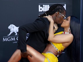 Offset and Cardi B at the 2019 Billboard Awards Red Carpet Arrivals at MGM Grand Garden Arena on May 2, 2019.