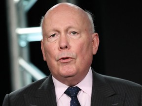 Julian Fellowes of "Belgravia" speaks on stage during the EPIX segment of the 2020 Winter TCA Tour at The Langham Huntington, Pasadena on Jan. 18, 2020 in Pasadena, Calif.