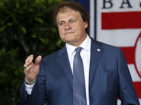 Hall of Famer Tony LaRussa is introduced during the Baseball Hall of Fame induction ceremony at Clark Sports Center on July 21, 2019 in Cooperstown, New York. (Jim McIsaac/Getty Images)