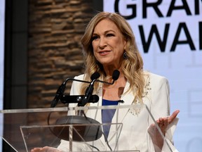Recording Academy president and CEO Deborah Dugan and Chair speaks onstage at the GRAMMY Nominations Press Conference at CBS Studios on November 20, 2019 in New York City.
