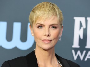 Charlize Theron arrives for the 25th Annual Critics' Choice Awards at Barker Hangar Santa Monica airport on Jan. 12, 2020 in Santa Monica, Calif. (JEAN-BAPTISTE LACROIX/AFP via Getty Images)