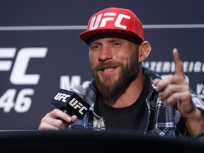 Welterweight fighter Donald Cerrone responds to a question during the UFC 246 Ultimate Media Day on Jan. 16, 2020 in Las Vegas. (Steve Marcus/Getty Images)